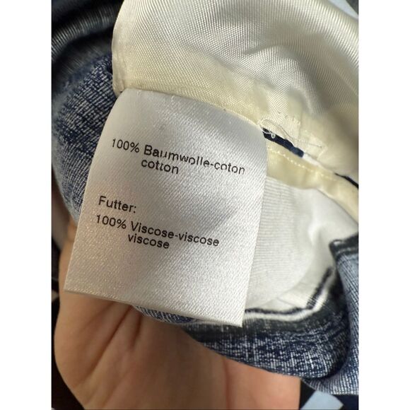 Akris Punto Abstract Striped Cotton Top Blue Brown Black White Size 10 - Picture 5 of 5